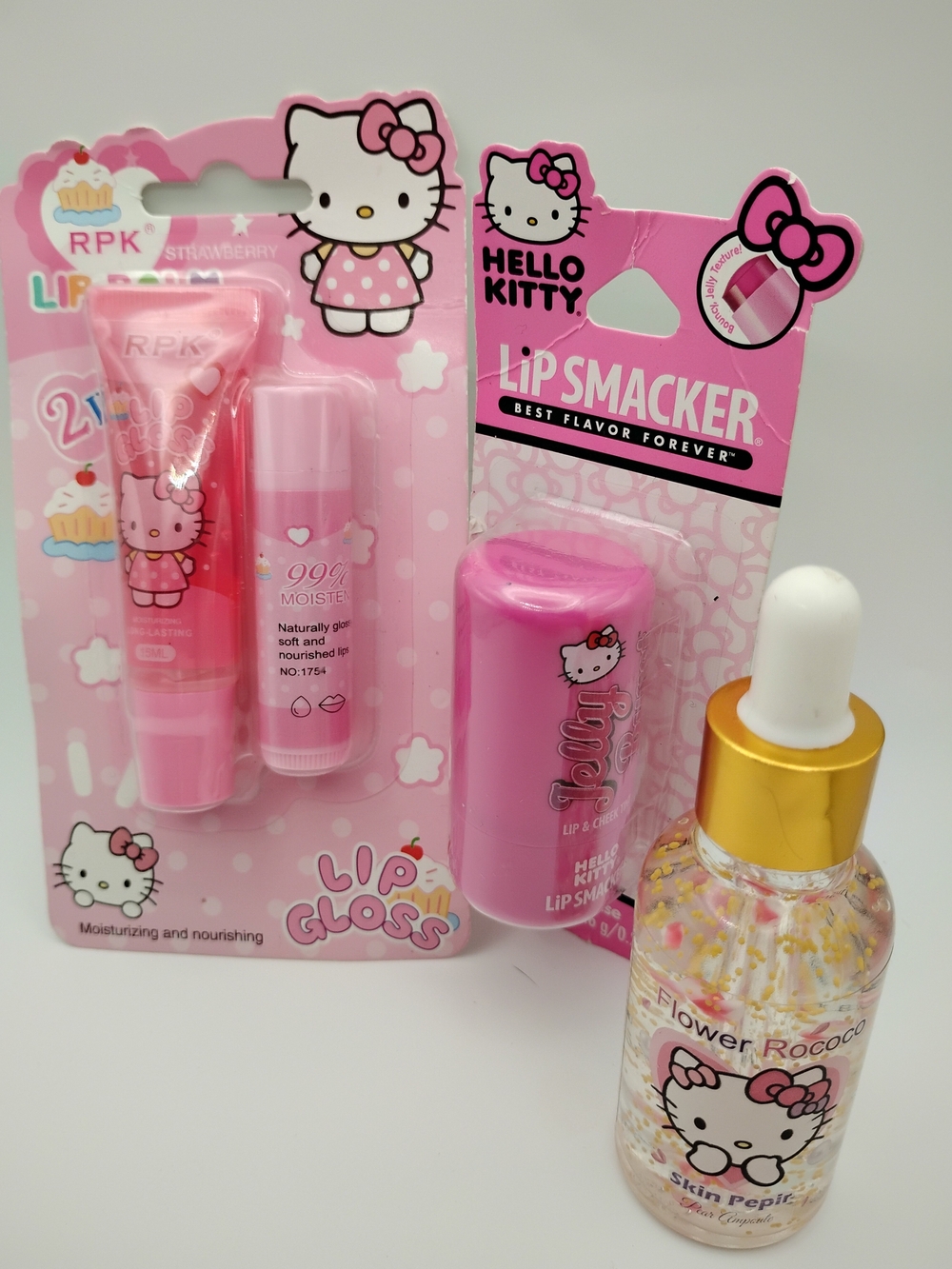 Hello Kitty Kids Pink Lip Care Set & Glitter Body Oil Skin